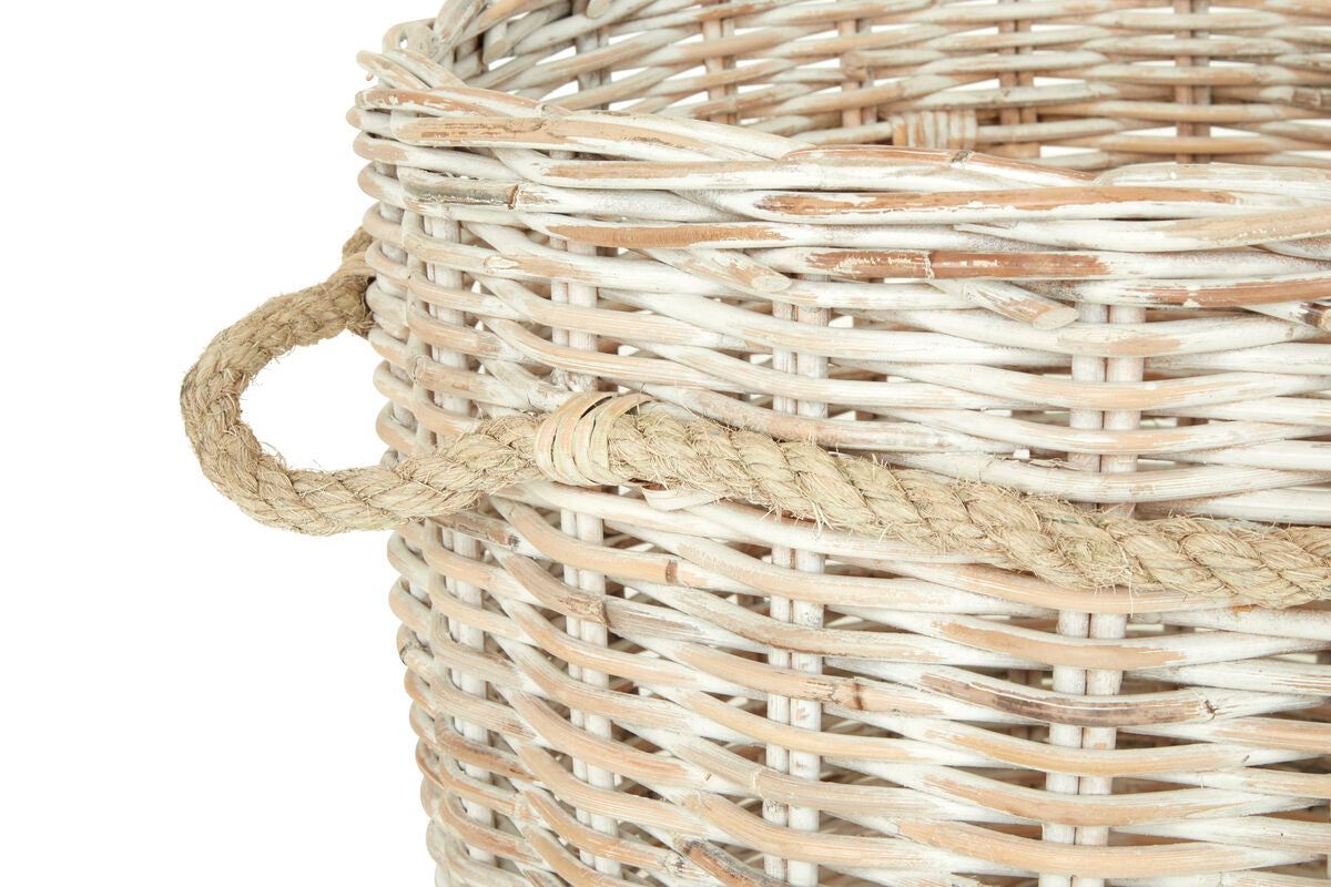 Argento Whitewash Rattan Storage Baskets- Set of 2