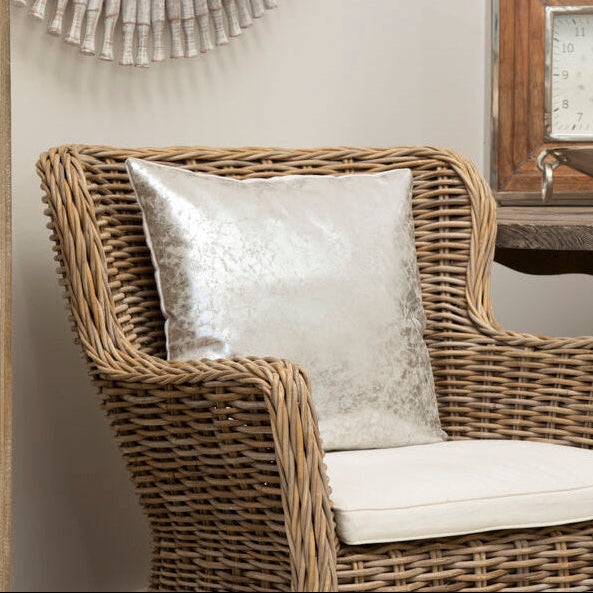 Bosie Kensington Townhouse Crush Leather Effect Silver Cushion