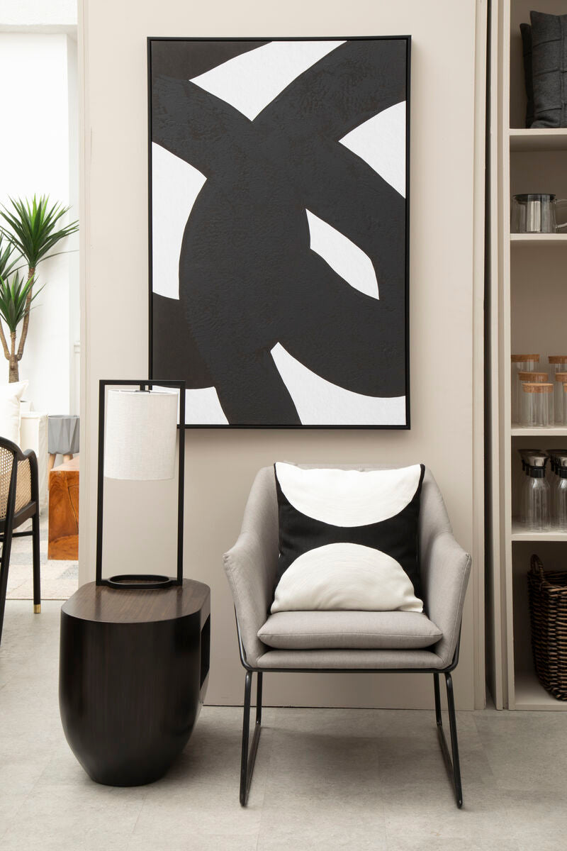 Bosie Ozella Black And White Semi Circular Design Cushion