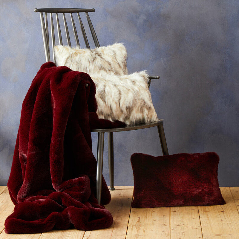 Bosie Lamina Red Wine Faux Fur Throw