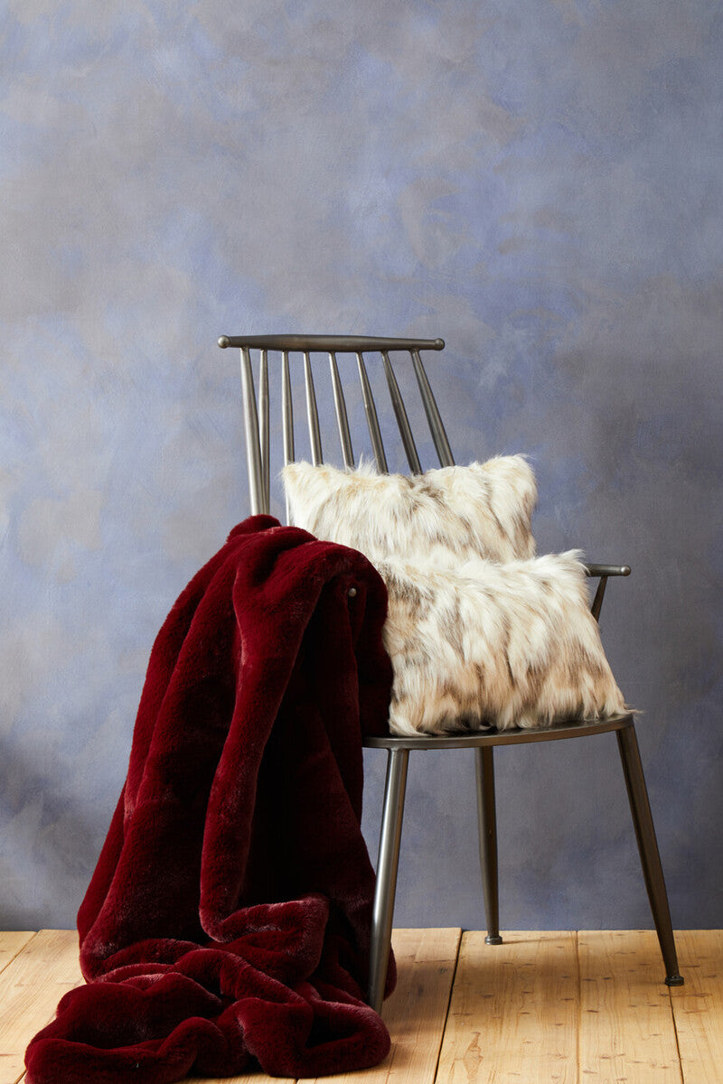Bosie Lamina Red Wine Faux Fur Throw