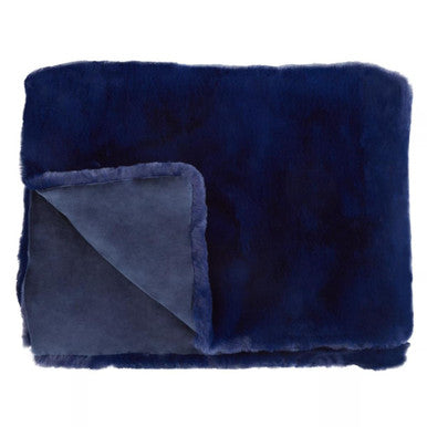 Bosie Lamina Navy Blue Faux Fur Throw