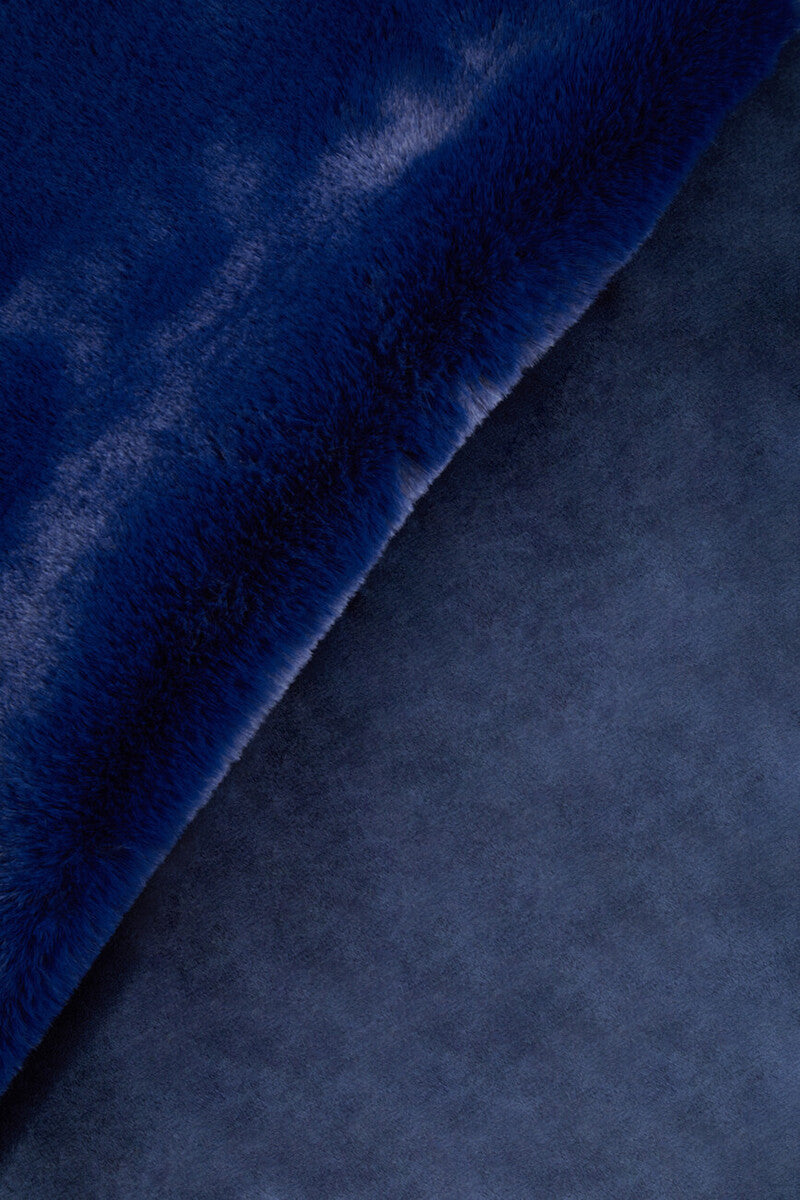 Bosie Lamina Navy Blue Faux Fur Throw