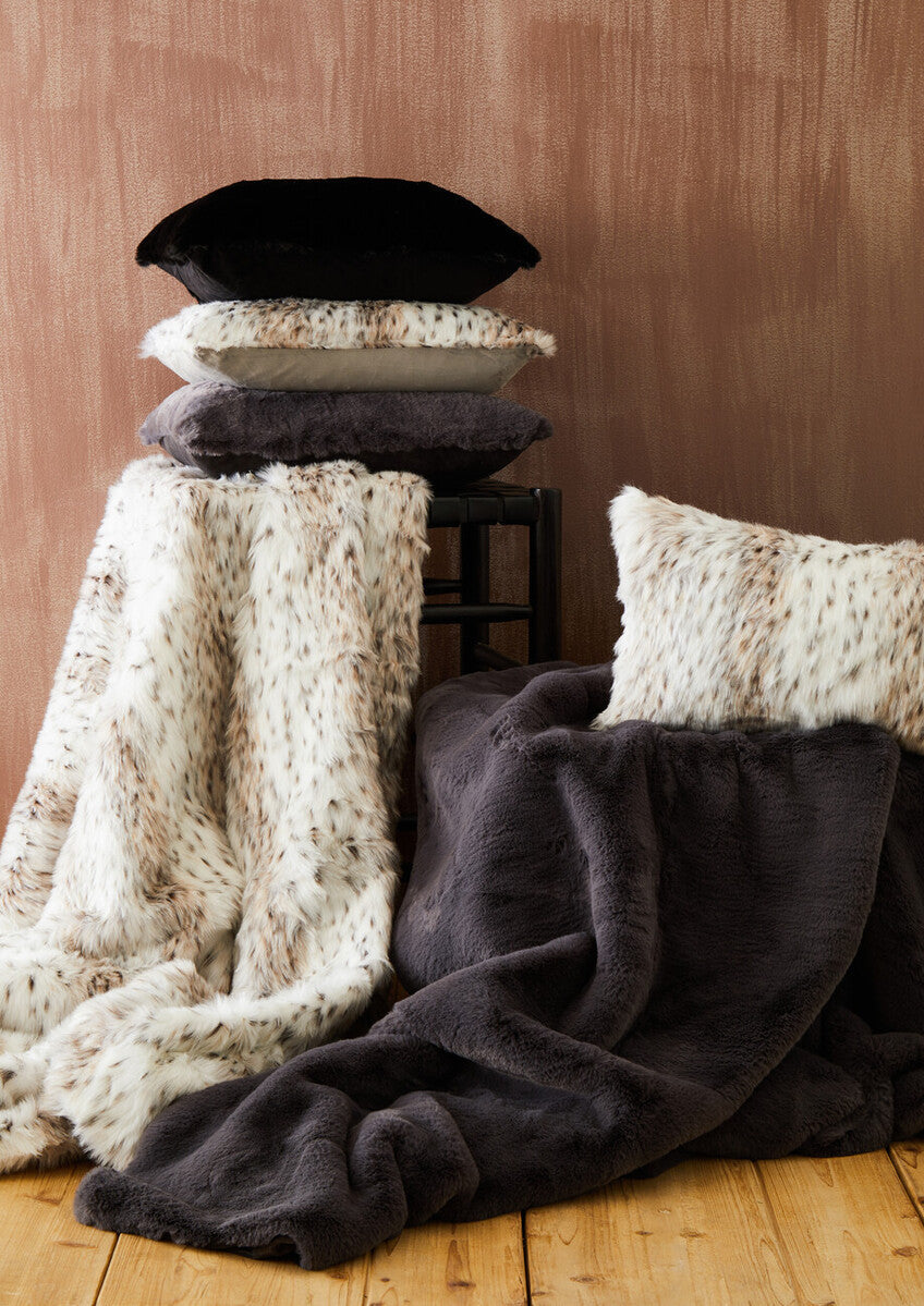 Bosie Lamina Grey Faux Fur Throw