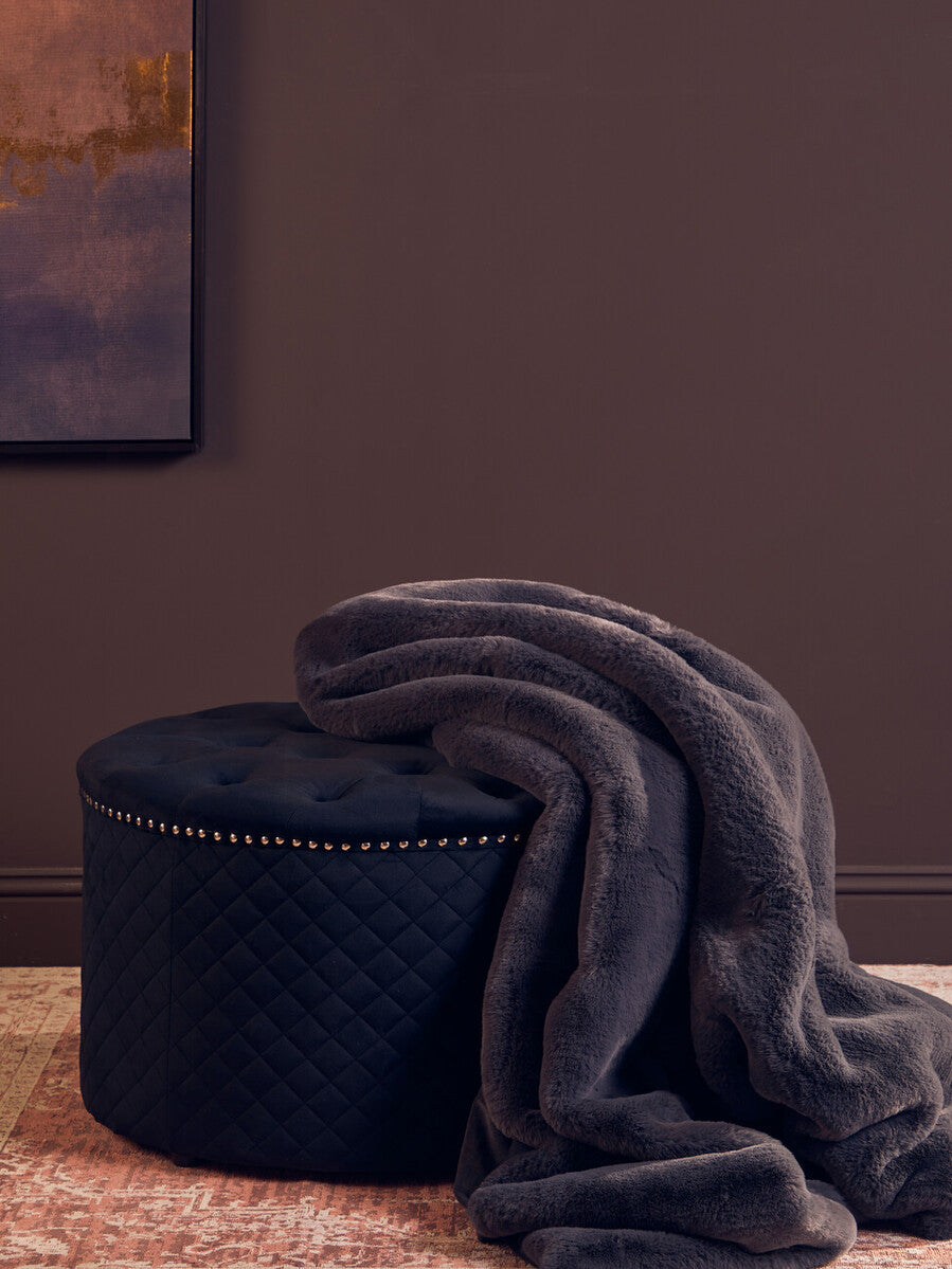 Bosie Lamina Grey Faux Fur Throw