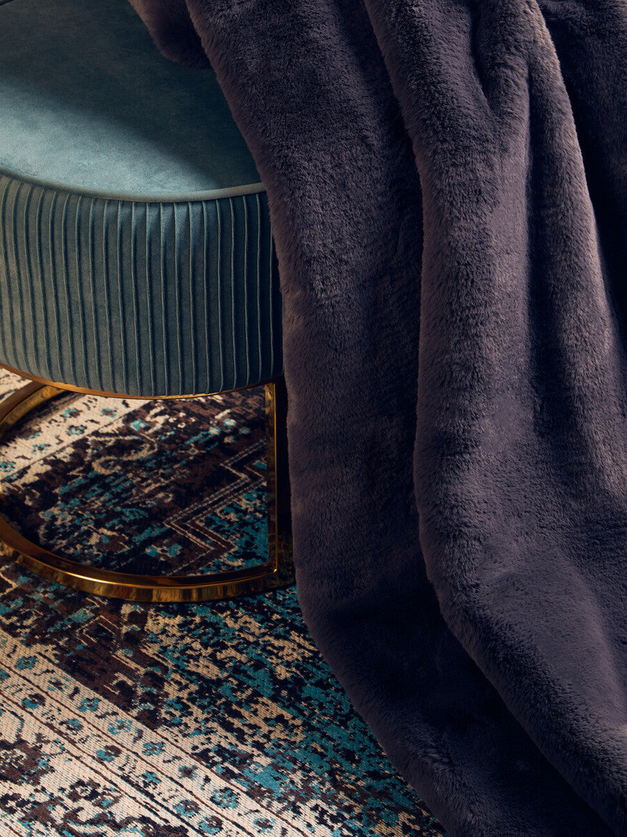 Bosie Lamina Grey Faux Fur Throw