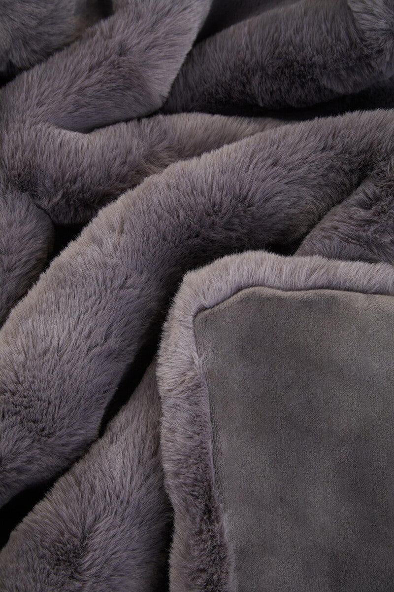 Bosie Lamina Grey Faux Fur Throw