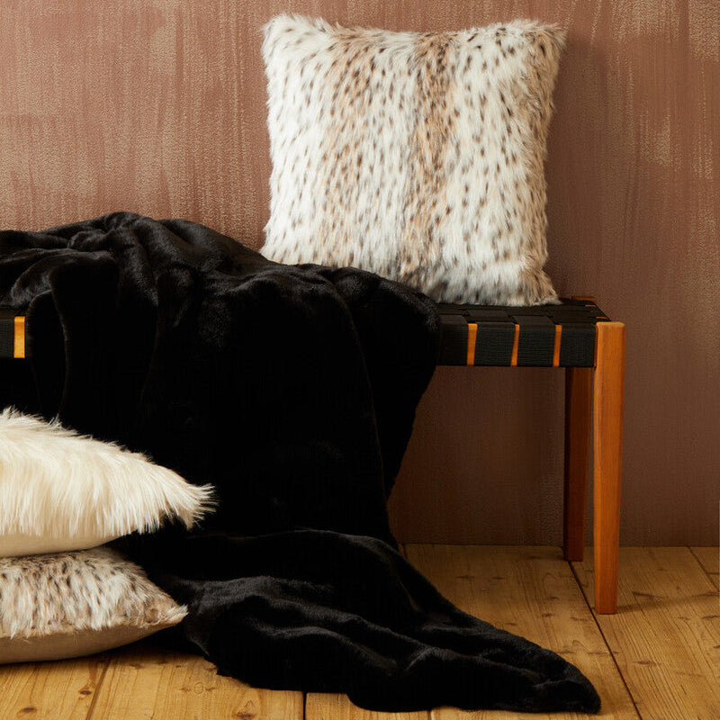 Bosie Lamina Black Faux Fur Throw