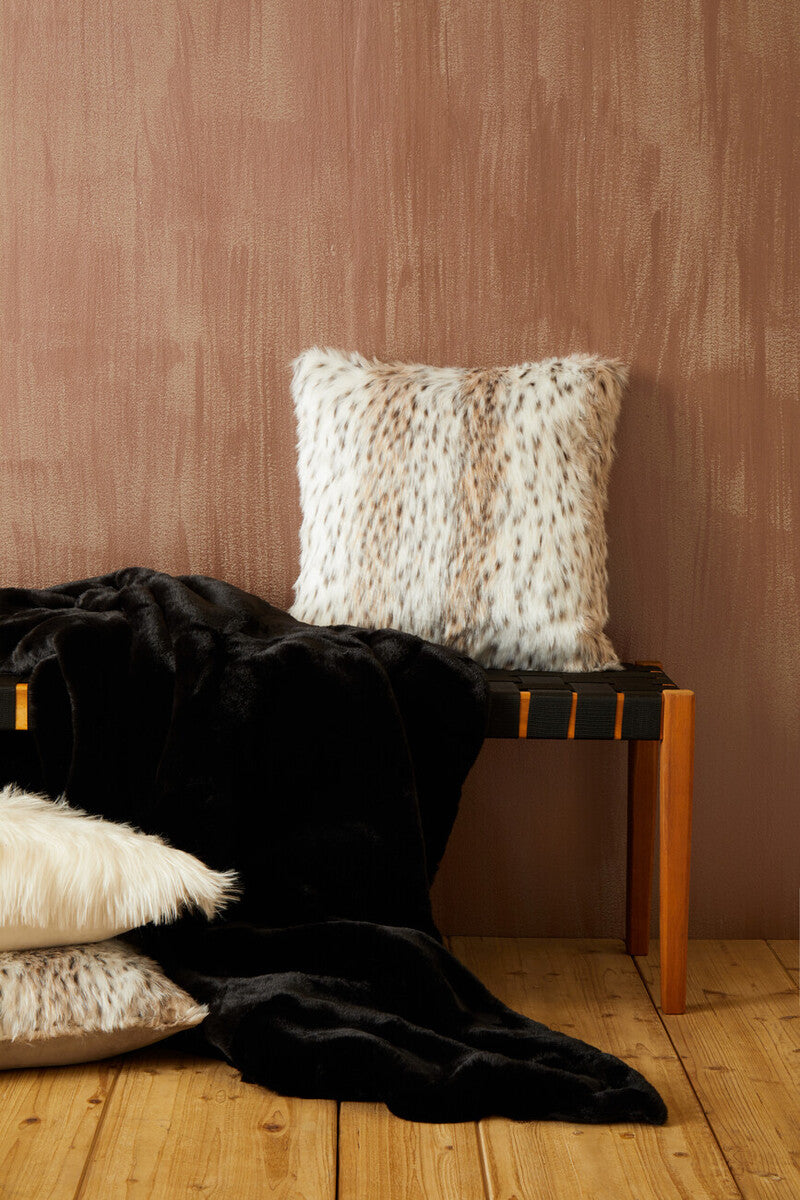 Bosie Lamina Black Faux Fur Throw
