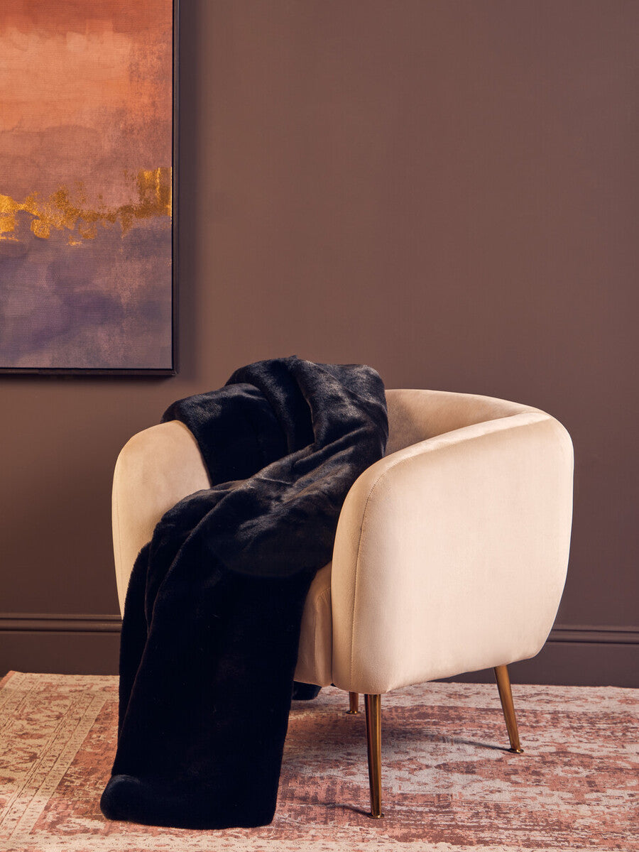 Bosie Lamina Black Faux Fur Throw
