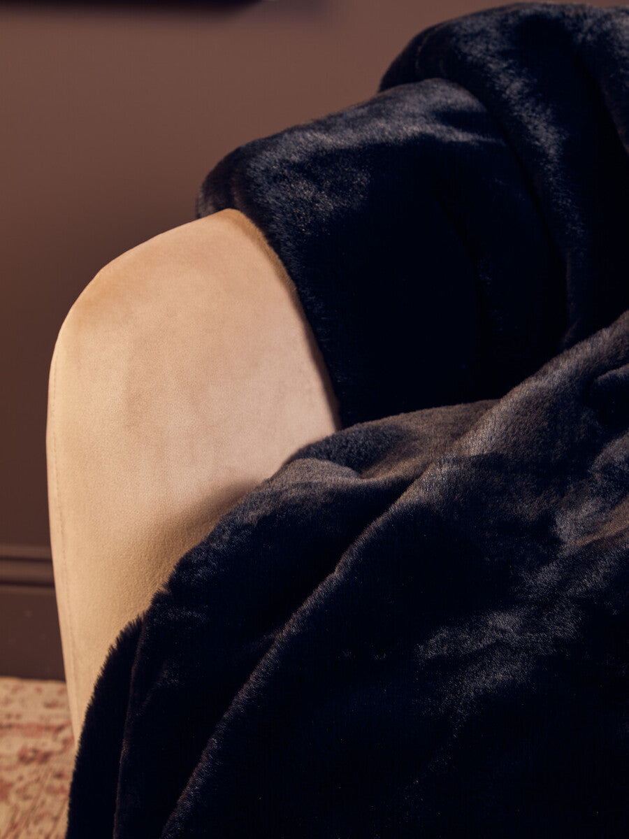 Bosie Lamina Black Faux Fur Throw