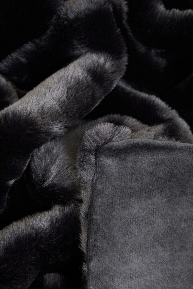 Bosie Lamina Black Faux Fur Throw