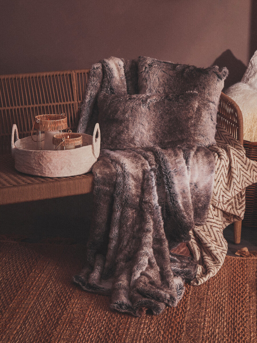 Bosie Mocha Ombre Fur Throw | Lamina