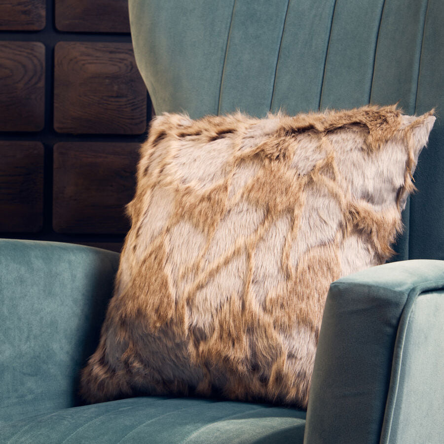 Bosie Lamina Grey And Natural Square Fur Cushion