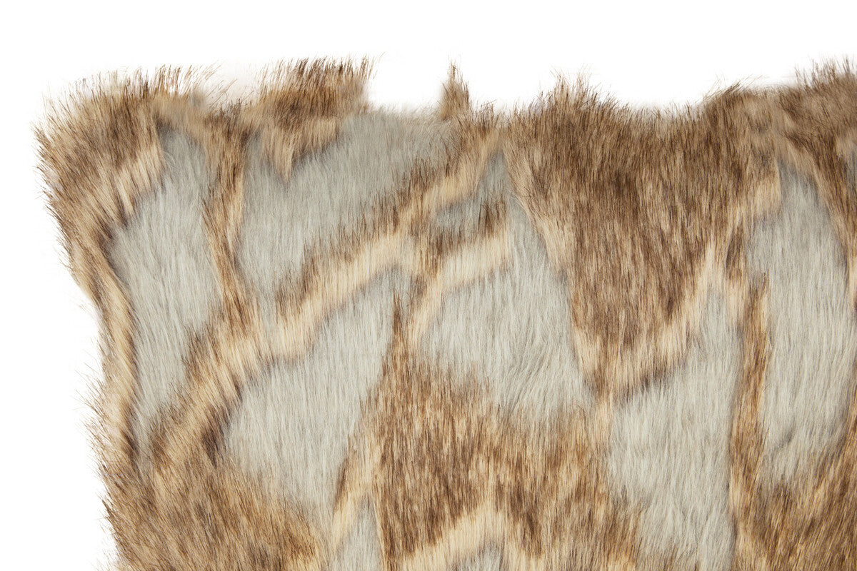 Bosie Lamina Grey And Natural Fur Cushion