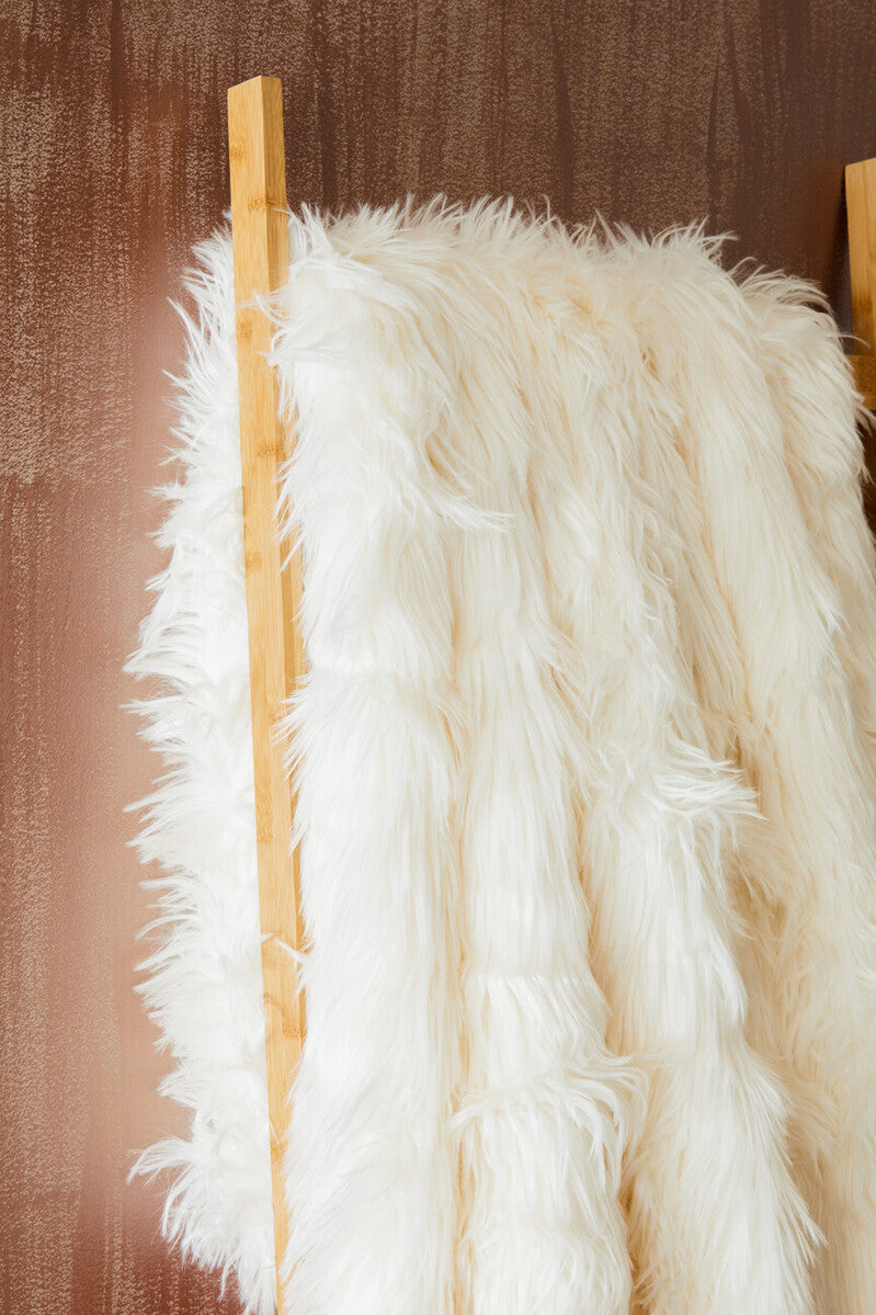 Bosie Lamina Cream Faux Fur Throw