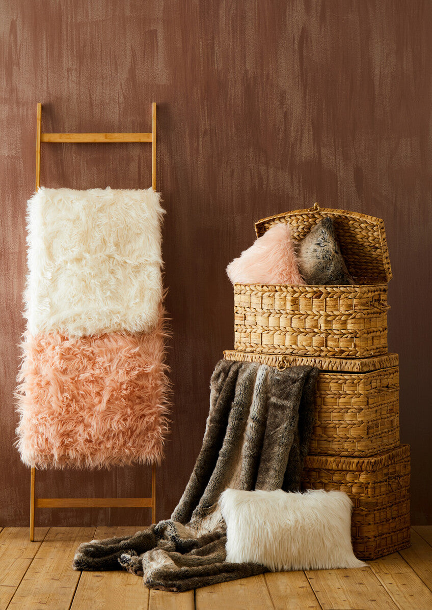Bosie Lamina Cream Faux Fur Throw