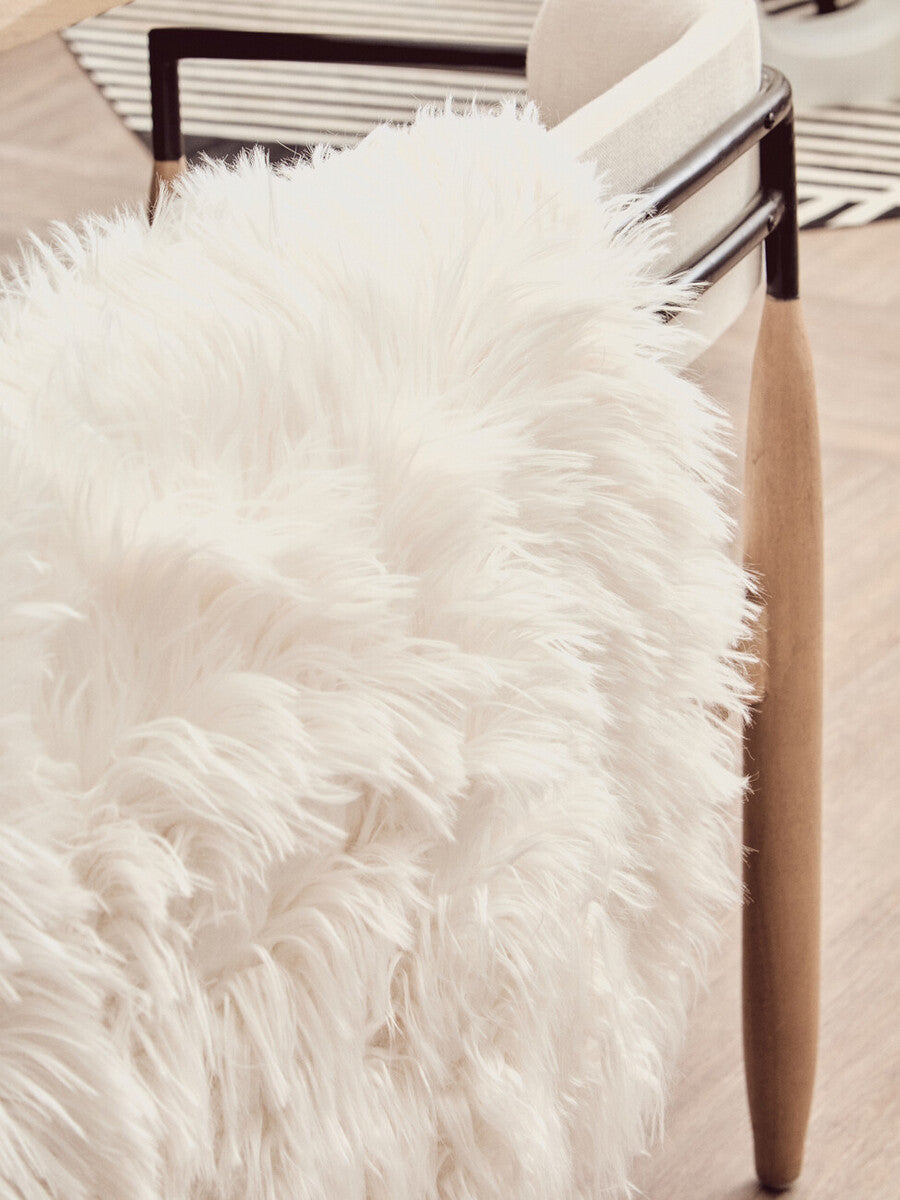 Bosie Lamina Cream Faux Fur Throw