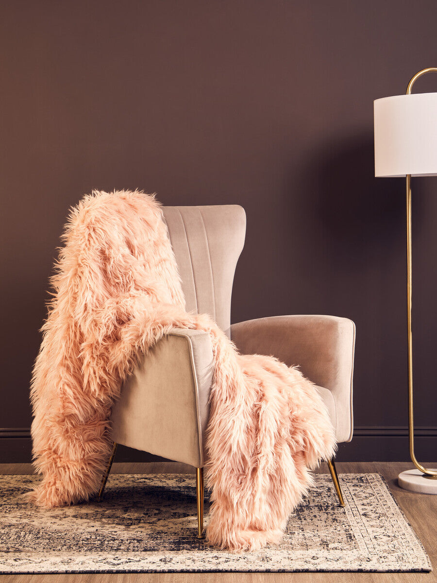 Bosie Lamina Pink Faux Fur Throw