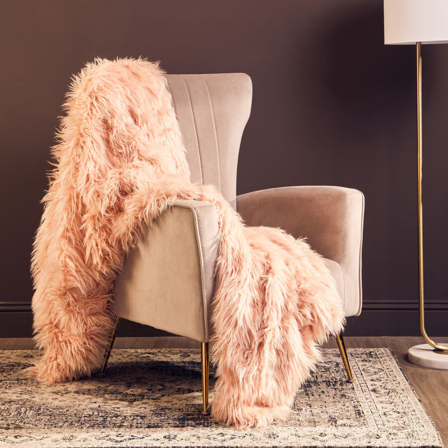 Bosie Lamina Pink Faux Fur Throw
