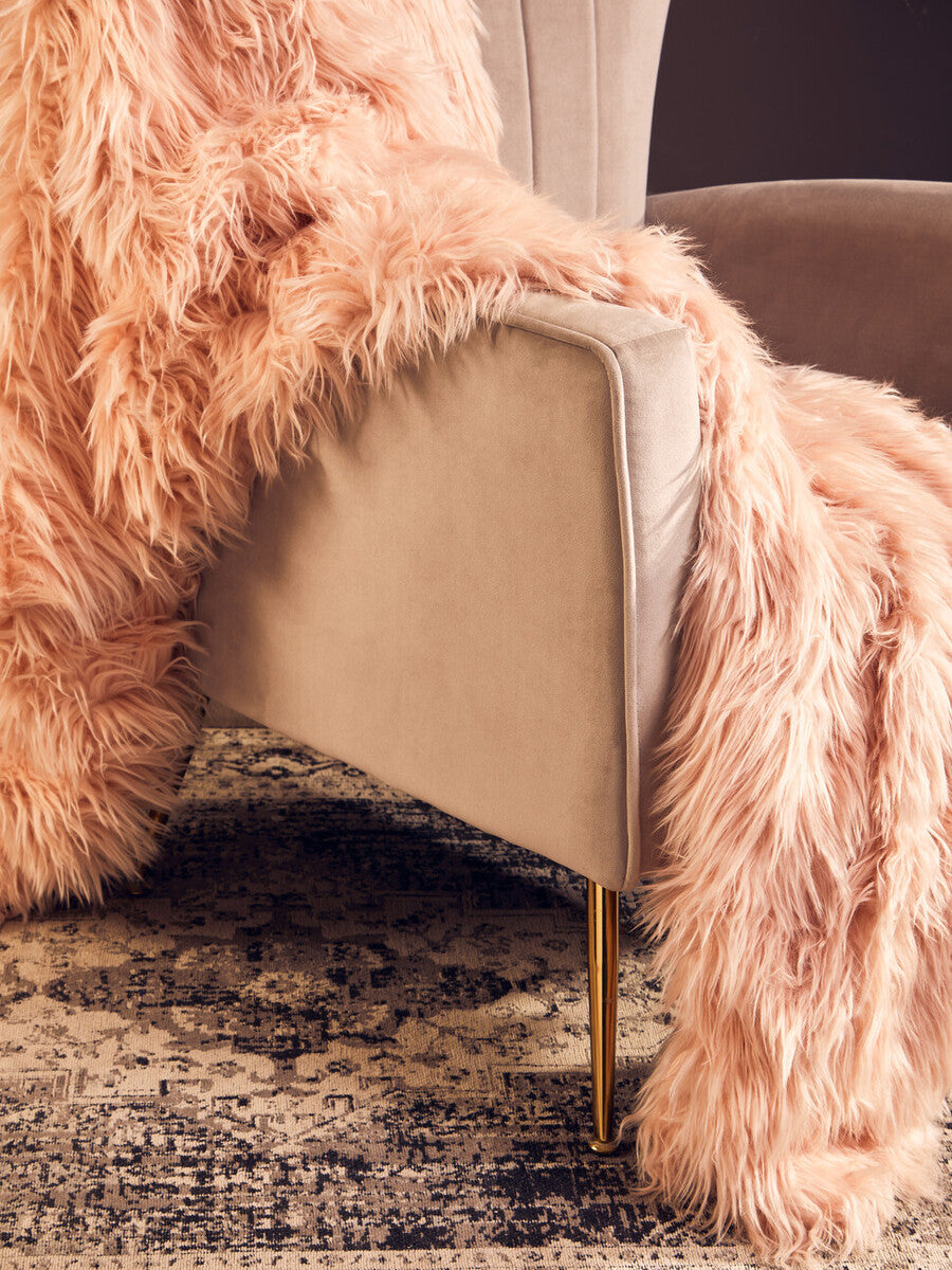 Bosie Lamina Pink Faux Fur Throw