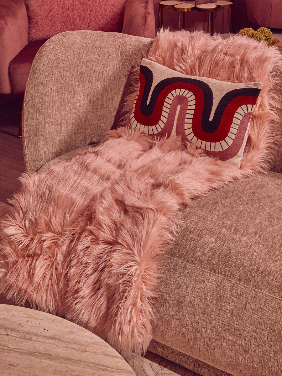 Bosie Lamina Pink Faux Fur Throw