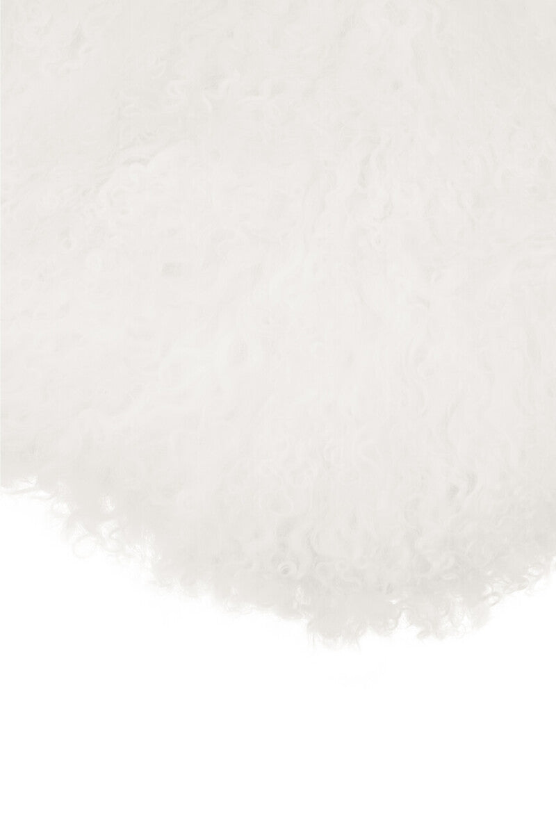 Bosie Real Mongolian Fur White Round Cushion