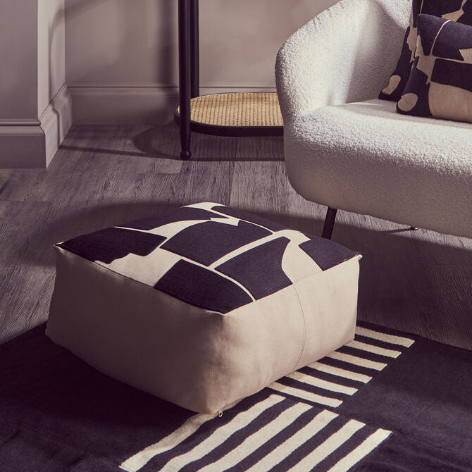 Bosie Ozella Natural And Black Square Floor Cushion