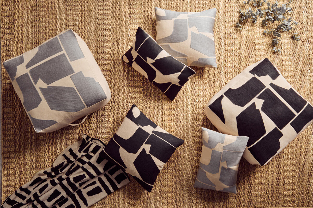 Bosie Ozella Natural And Grey Square Floor Cushion