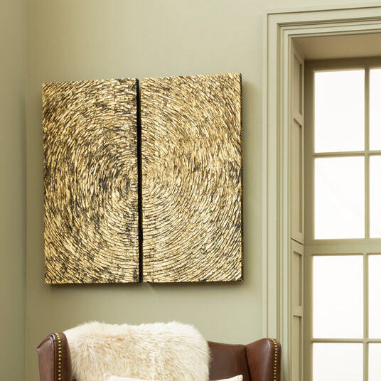 Modello Wood Carving Gold Finish Wall Art