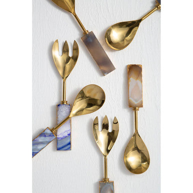 Bowerbird Agata Grey And Gold Serving Set