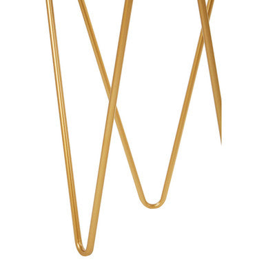 Set of 2 Mirrored Glass Triangle Top Side Tables with Gold Hairpin Legs, Avantis