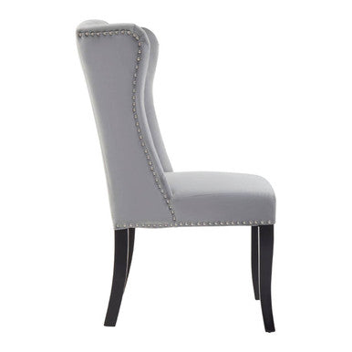 Kensington Townhouse Grey Velvet Winged Back Dining Chair