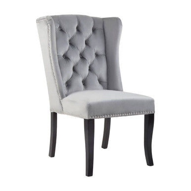 Kensington Townhouse Grey Velvet Winged Back Dining Chair