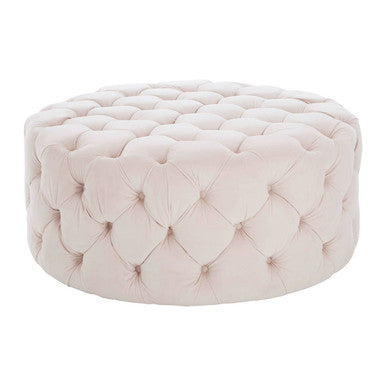 Suri Pale Pink Velvet Round Ottoman Stool