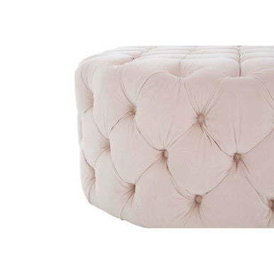 Suri Pale Pink Velvet Round Ottoman Stool with Button Tufting