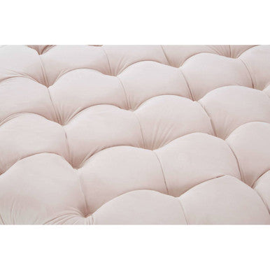 Suri Pale Pink Velvet Round Ottoman Stool