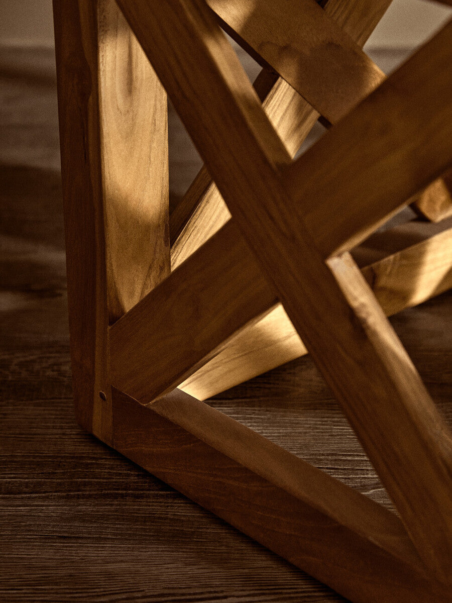 Kendari Natural Hair on Leather Square Stool with Stud Detail
