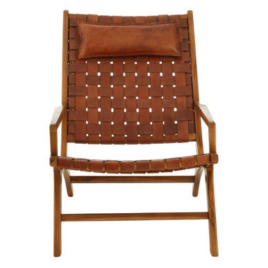 Kendari Natural Woven Leather Chair with Wood Frame
