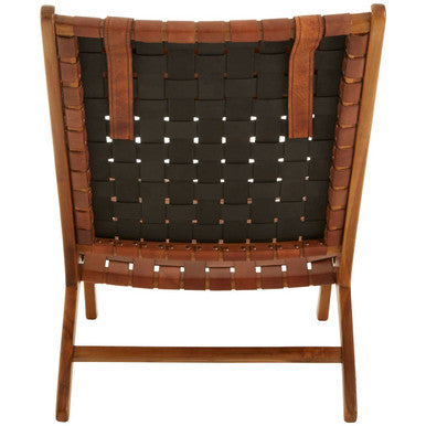 Kendari Natural Woven Leather Chair with Wood Frame
