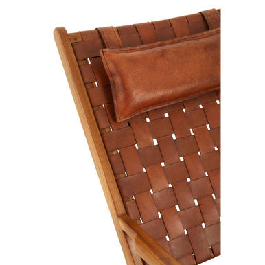 Kendari Natural Woven Leather Chair with Wood Frame