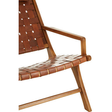 Kendari Natural Woven Leather Chair with Wood Frame