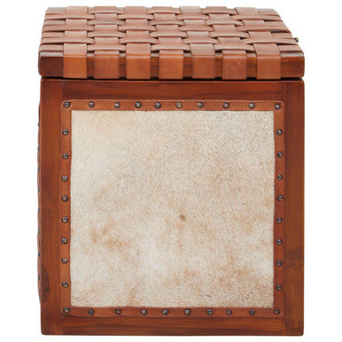 Kendari Hair on Leather Storage Stool