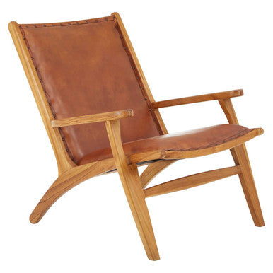 Kendari Brown Leather Chair with Stud Detail