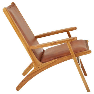 Kendari Brown Leather Chair with Stud Detail