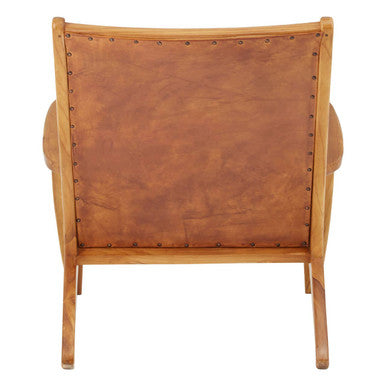 Kendari Brown Leather Chair with Stud Detail