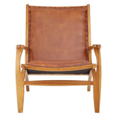 Kendari Brown Leather Chair with Stud Detail