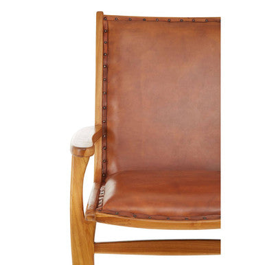 Kendari Brown Leather Chair with Stud Detail