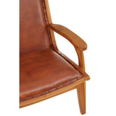Kendari Brown Leather Chair with Stud Detail