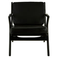 Kendari Black Leather Armchair with Wood Frame